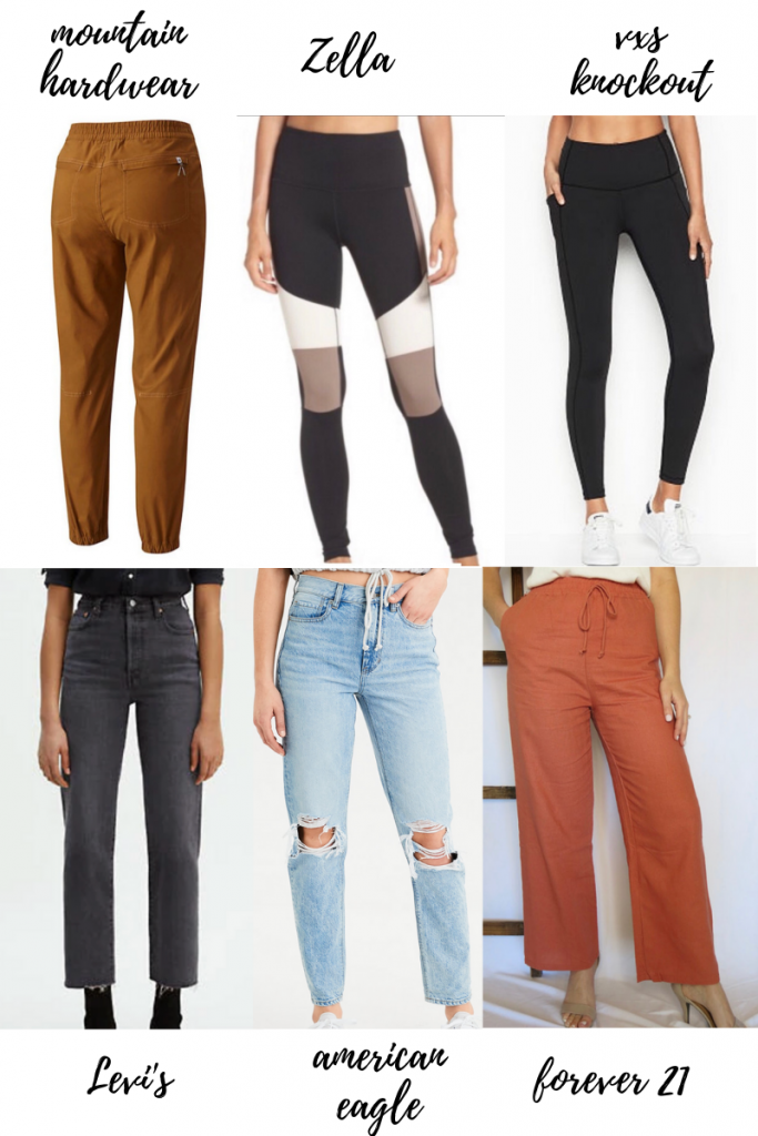 Pants and legging in an annual capsule wardrobe with Annie Miller - Links included