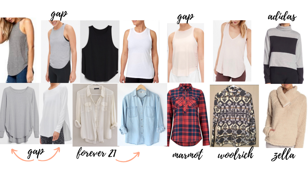 Tanks, shirts and sweaters in an annual capsule wardrobe with Annie Miller - Links included