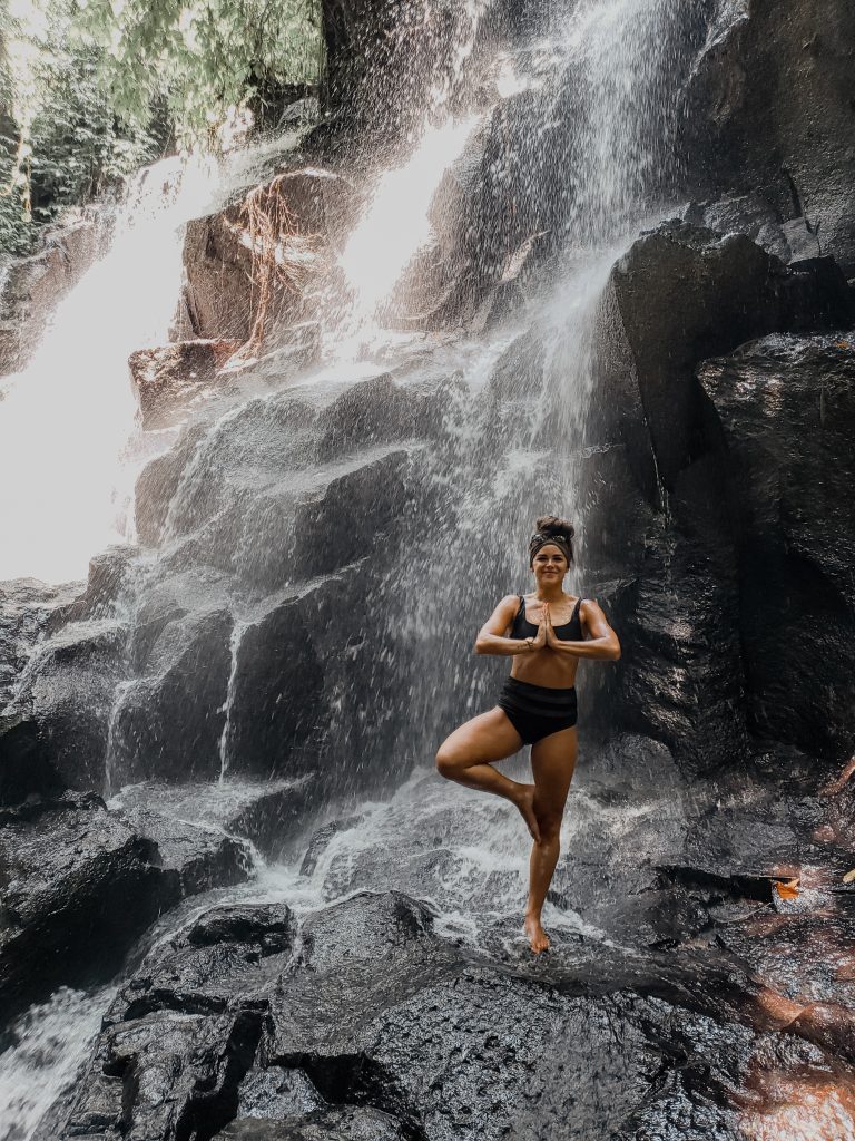 Annie Miller at Kanto Lampo waterfall in Ubud Bali