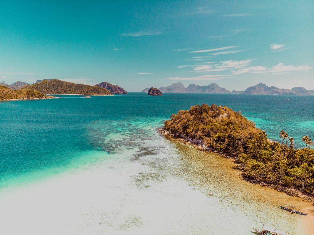 drone photo of beaches on El Nido Tour B Review with Annie Miller