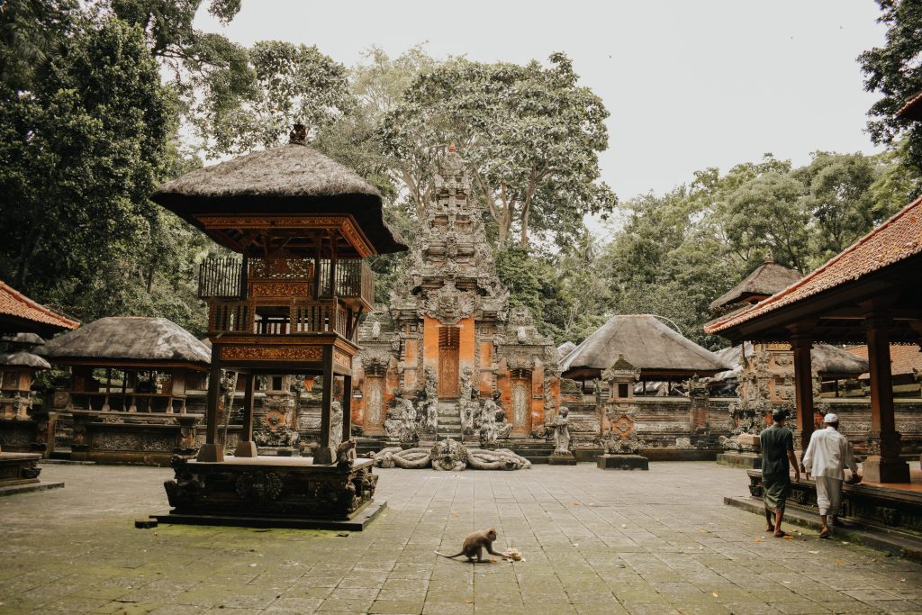 Buildings in the Monkey Forest in Ubud Bali 