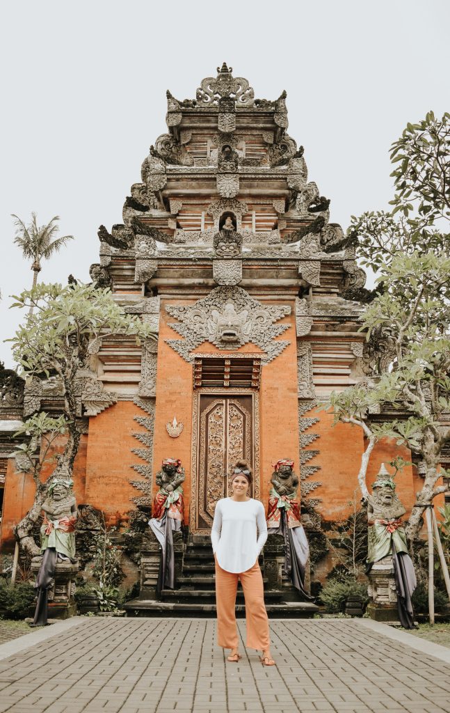 Annie Miller visits a temple in Ubud Bali 