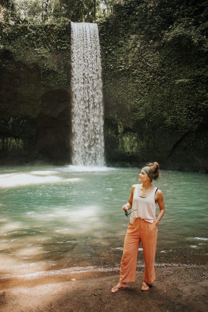 Annie Miller at Tibumana Waterfall in Ubud Bali