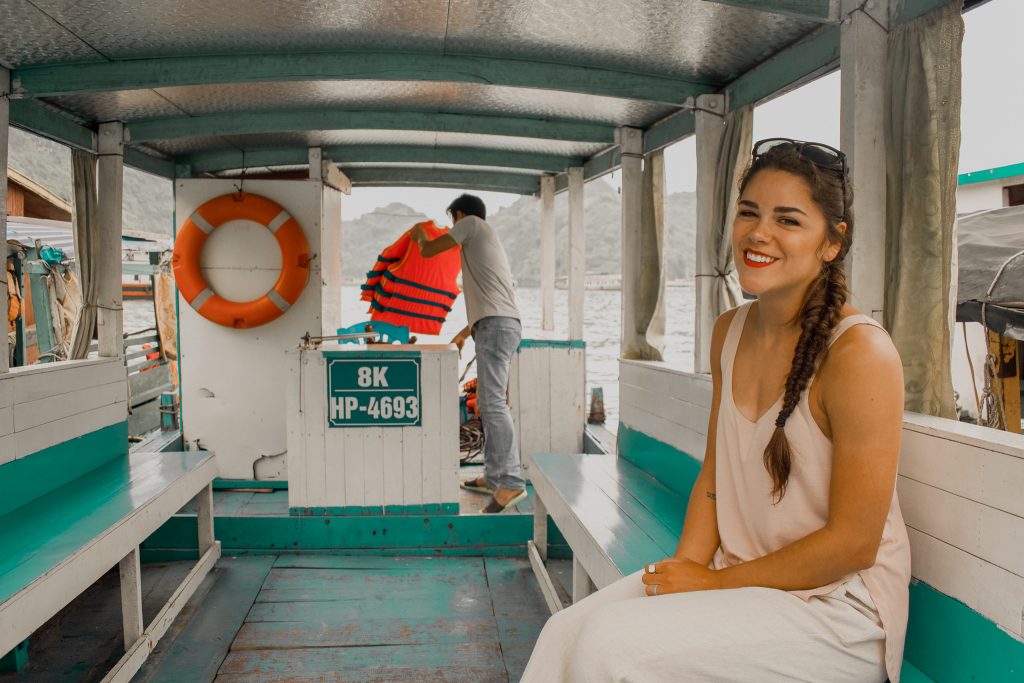 Annie Miller on the tour boat in Cat Ba