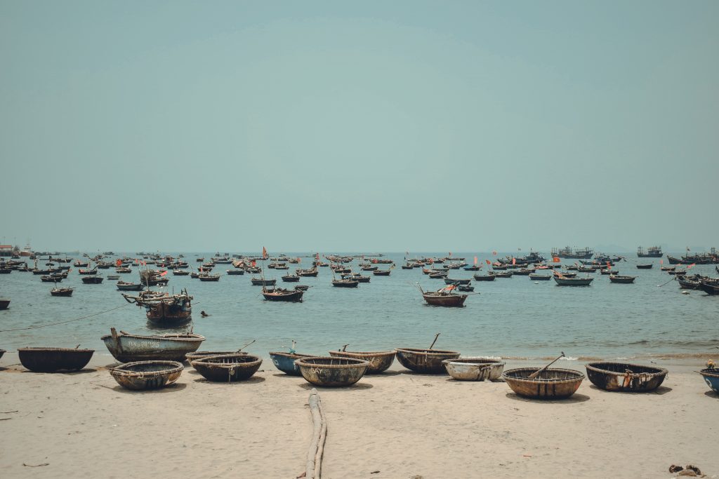 Boats in the water in Hoi, An Vietnam 