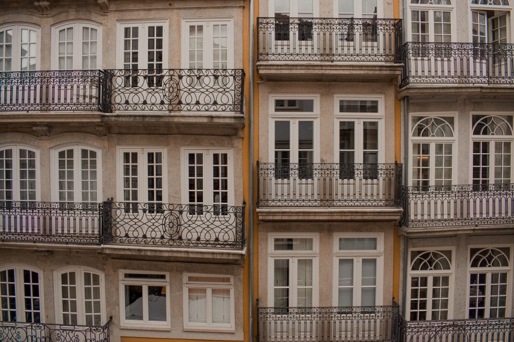 Balcony and hotel in Porto, Portugal