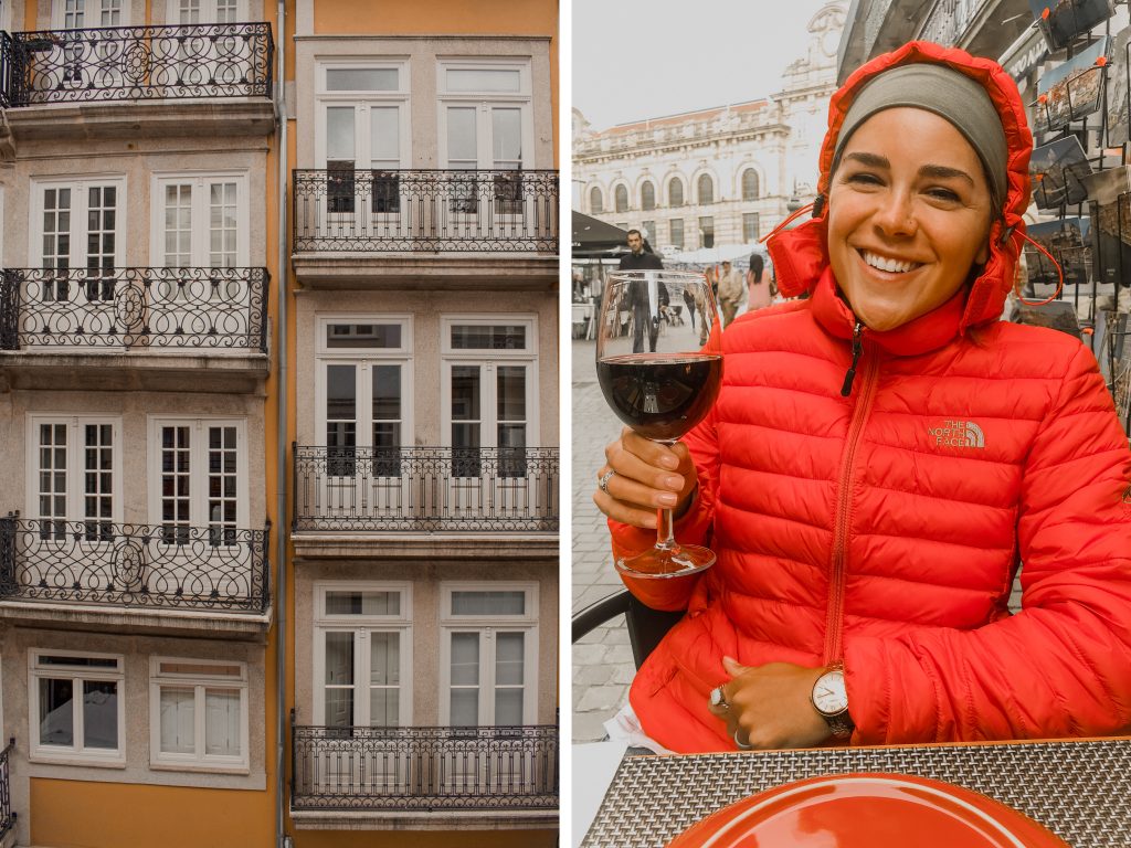 Annie Miller enjoying wine in Porto, Portugal