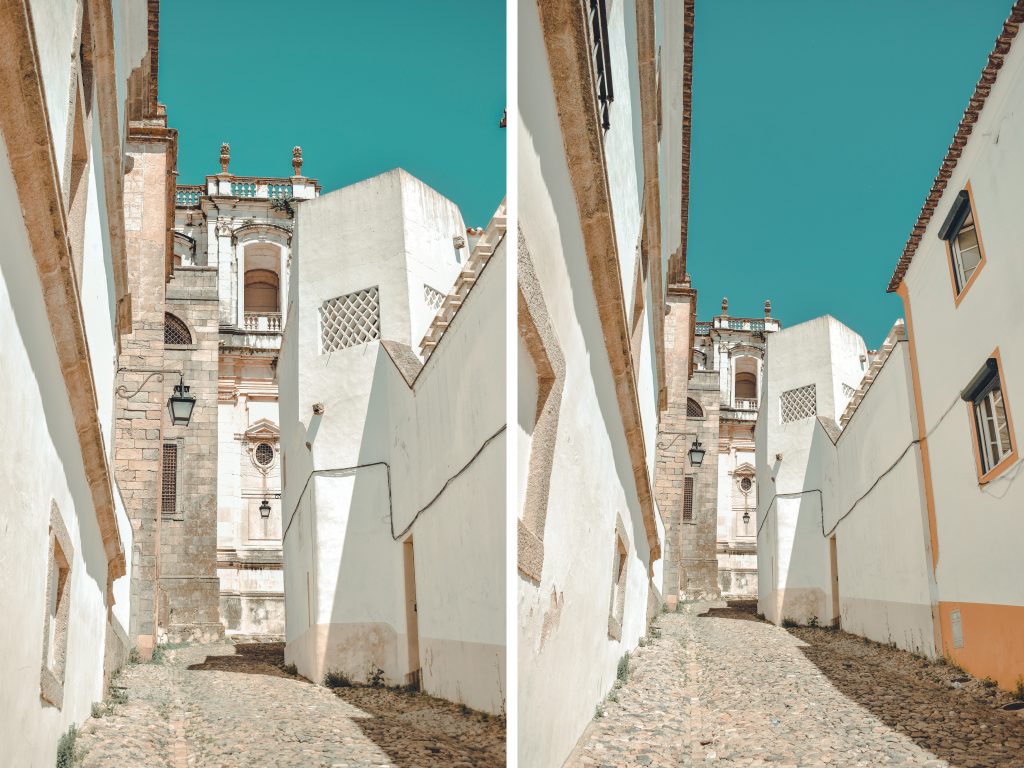 White buildings in Evora on Portugal Road Trip by Annie Miller