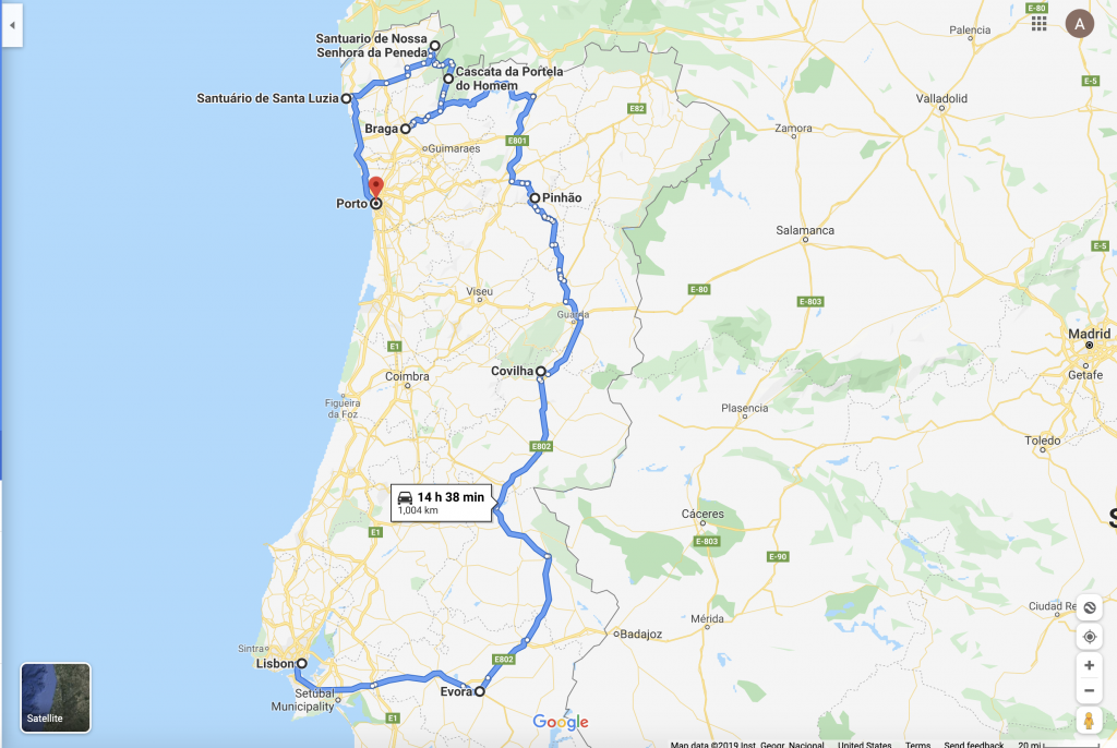 Portugal Road Trip Map by Annie Miller