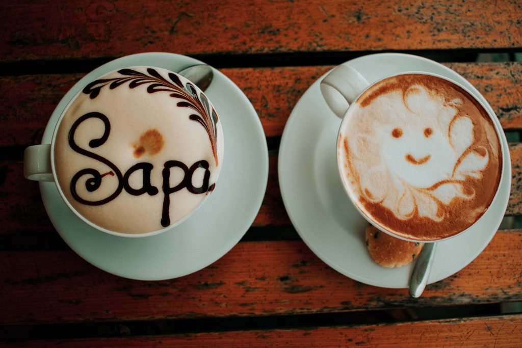 Lattes at Fansipan Terrace Cafe by Annie Miller