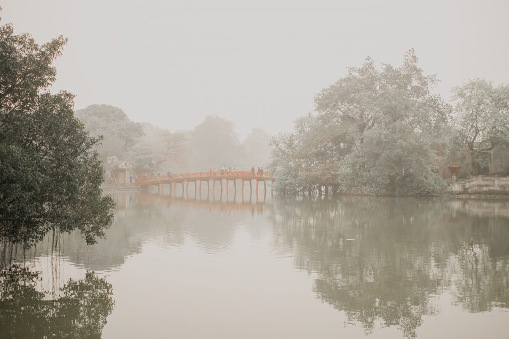 Foggy Day at Hoan Kiem Lake in Vietnam