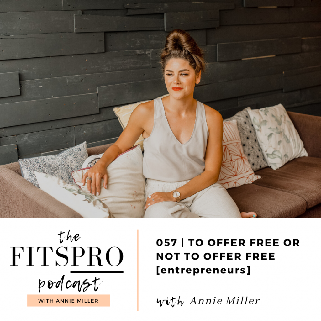 Episode 57 of The FitsPRO Podcast - to offer free or not with Annie Miller