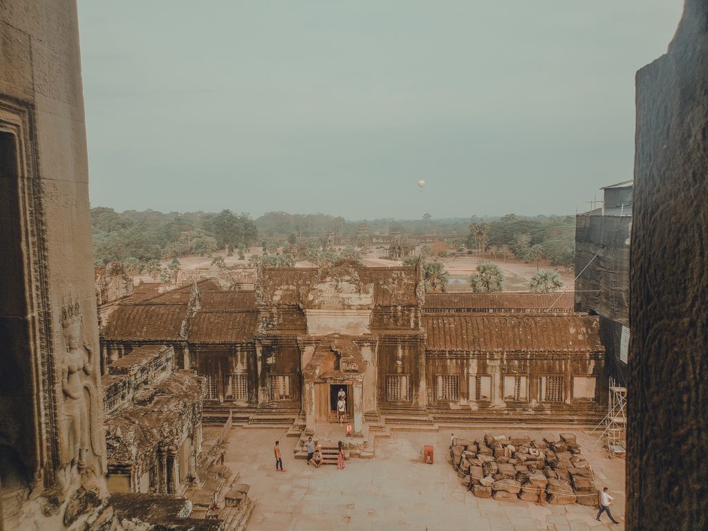 Views looking out of Angkor Wat on temple tour and photo diary 
