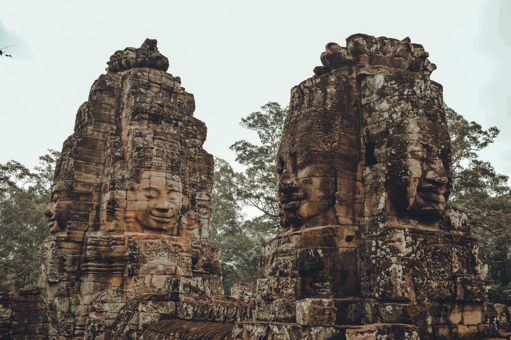 The Bayon (many faces) architecture in Siem Reap, Cambodia