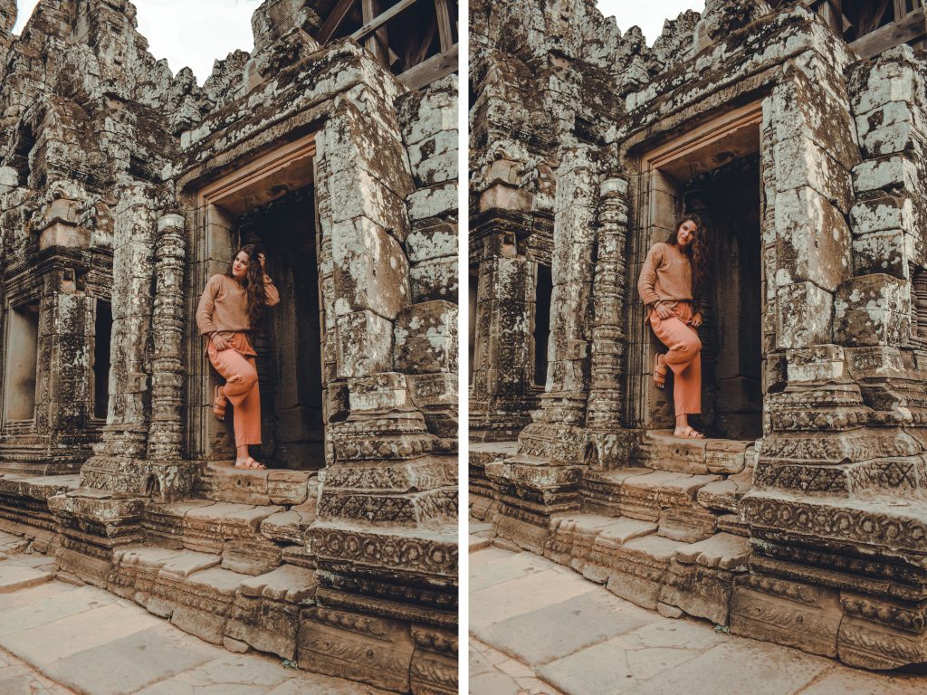 Annie Miller touring The Bayon (many faces) temple in Siem Reap