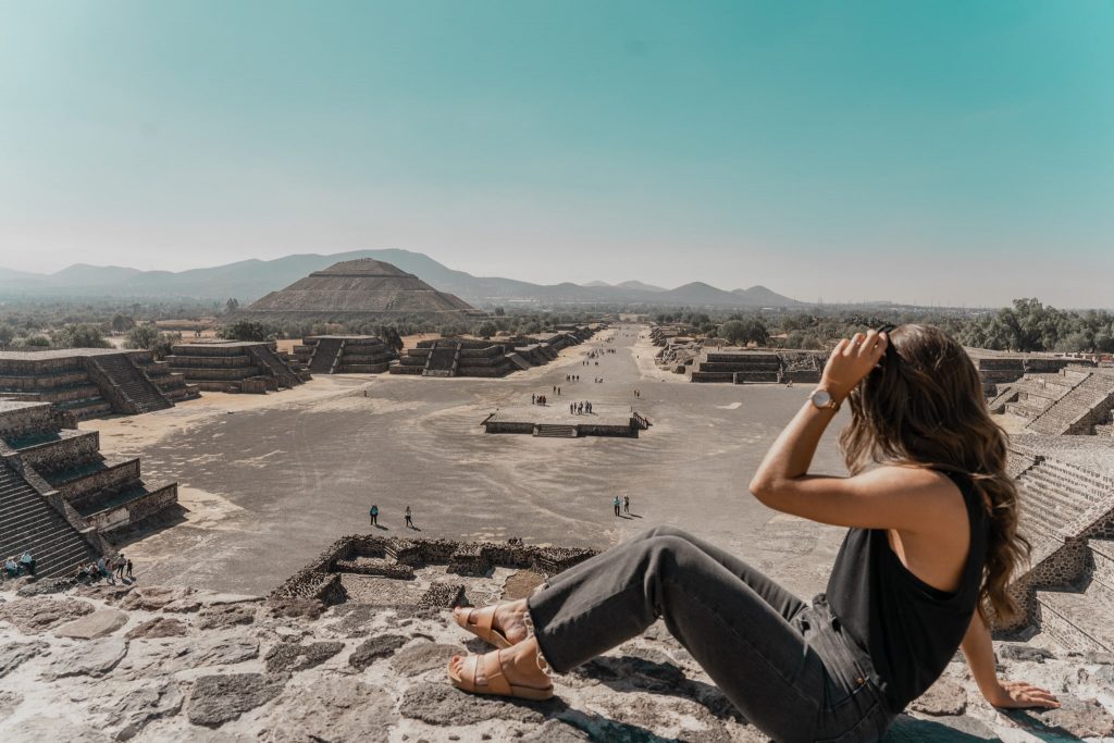 Annie Miller enjoying the view from above at the Teotihuacán Pyramids 