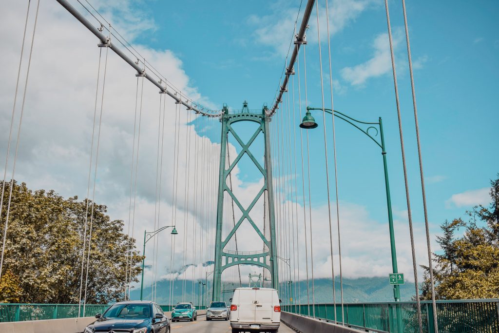 Driving across the bridge in Vancouver BC to Cleveland Dam by Annie Miller