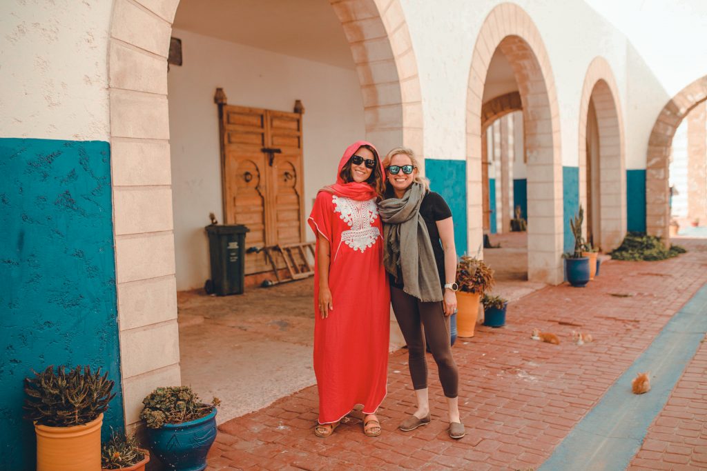 Annie Miller in traditional dress in Essaouira, Morocco with FRÉ Skincare