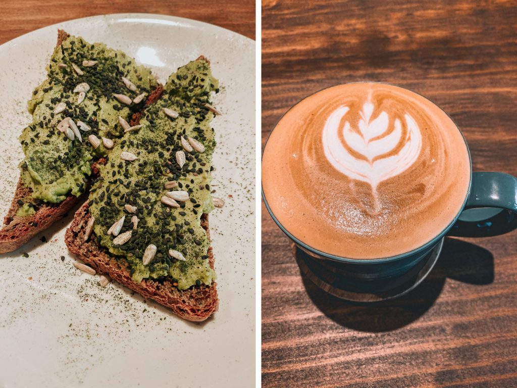 Avocado toast and latte of the day from Quentin Cafe in Mexico City