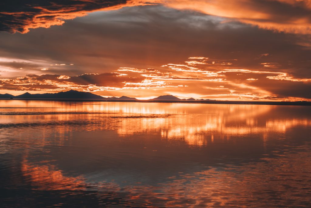 Sunset over the salt Flats in Bolivia