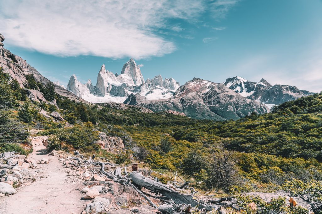 Walking away from Fitz Roy with Annie Miller