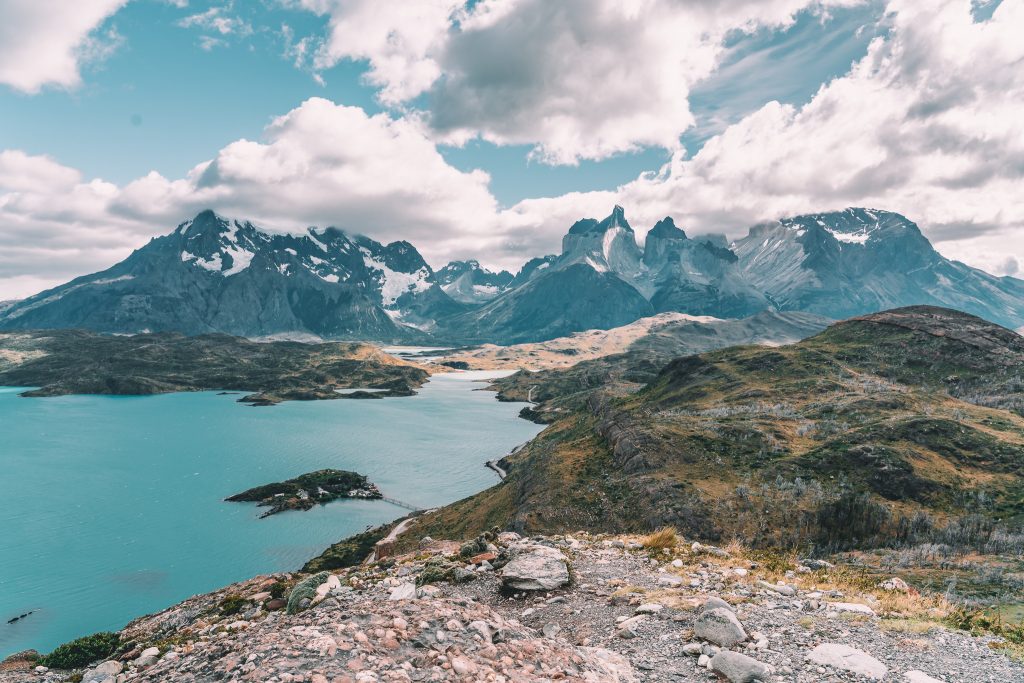 Views of Lake Pehoe on Patagonia Road Trip