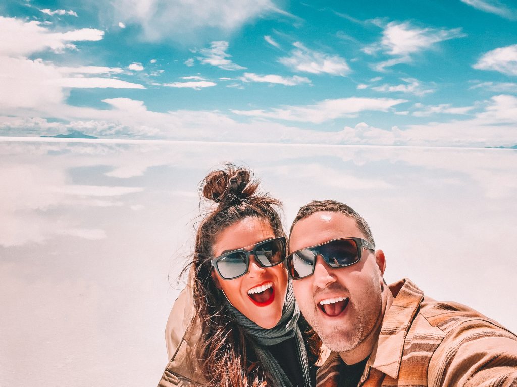 Annie and Nate Miller on the Uyuni Salt Flats in February 2020