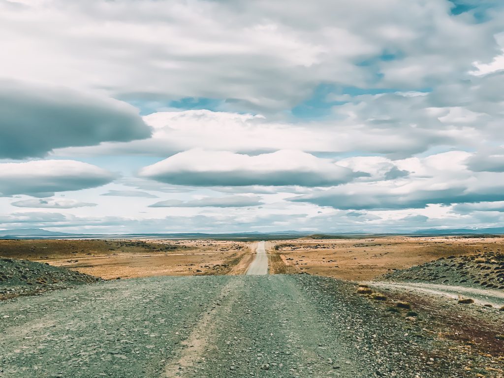 The roads heading toward Torres del Paine