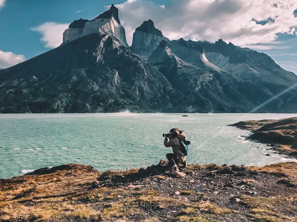 Annie Miller getting the shot while exploring Torres del Paine