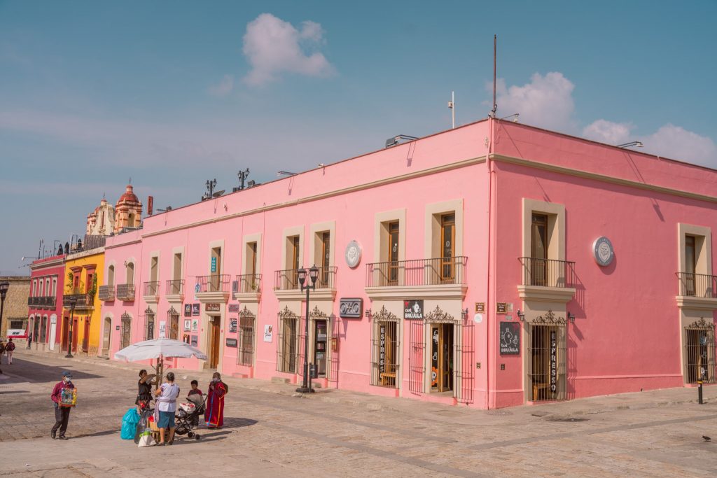 bright buildings in Oaxaca, Mexico